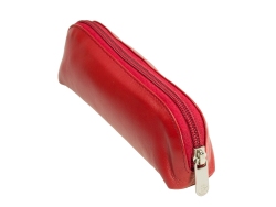 Esquire Silk Mäppchen Leder Rot Schreibgeräteetui Schlamperrolle Kosmetiktasche