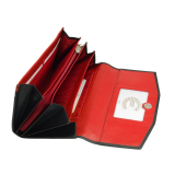 große Damengeldbörse mit Überschlag Esquire New Silk Color Schwarz/Rot Leder
