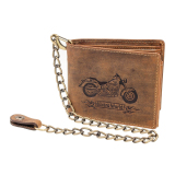 Greenburry Vintage Bikerbörse Geldbörse mit Motorrad Prägung Sicherheitskette