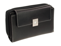 Damen Geldbörse Square von Manage Germany Schwarz Weiß Leder Portemonnie Wallet