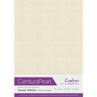Crafter´s Companion Centura Pearl, A4, 310g, 10 Blatt, Snow White - Hint of Gold