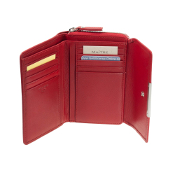 Damen Geldbörse mit doppeltem Münzfach Maitre belg Dagrete Rot RFID Portemonnaie