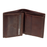 kleine Geldbörse Strellson Jefferson Q6 Leder Miniportemonnaie Braun RFID Schutz