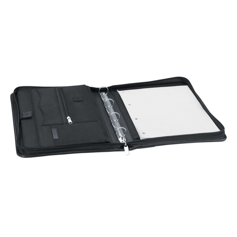 Schreibmappe A4 schwarz Konferenzmappe mit Tabletfach Faltshopper 