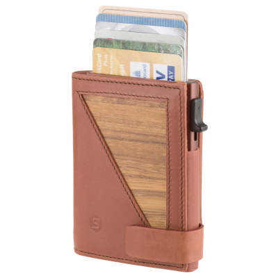 Kartenbörse Sebastian Sturm Geldbörse Holz Flo cognac glatt/Amazaque Mini Wallet