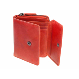 MIKA Damengeldbörse Rot 421771 Leder Damenportemonnaie Reißverschlussmünzfach