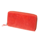 MIKA große Damengeldbörse 42175 Rot Leder 2 umlaufende Reißverschlüsse Wallet
