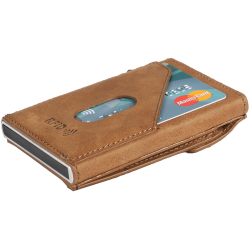 Mini Geldbörse mit Kartenschieber Tony Perotti Vintage Leder RFID Schutz Braun