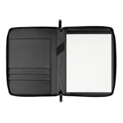 Businessmappe Hugo Boss A5 Konferenzmappe Herringbone Schwarz Schreibmappe