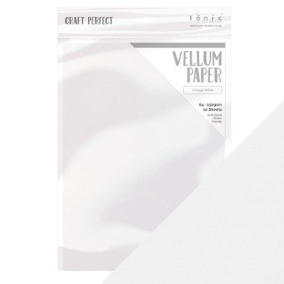 Tonic Studios Craft Perfect, Vintage White Vellum, A4 150g, 10 Blatt