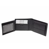 GO Geldbörse mit RFID Schutz Schwarz Geldbeutel Leder Querformat Portemonnaie