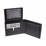 Portemonnaie GO Geldbörse mit RFID Schutz Schwarz Geldbeutel Leder Querformat