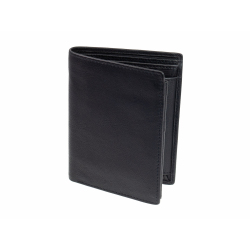 Geldbörse mit RFID Schutz Leder Portemonnaie GO Schwarz Geldbeutel Hochformat