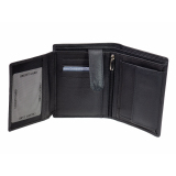 Geldbörse mit RFID Schutz Leder Portemonnaie GO Schwarz Geldbeutel Hochformat