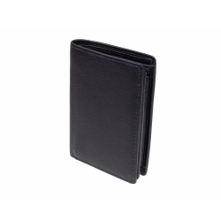 Kleine Geldbörse mit RFID Schutz Leder GO Portemonnaie Schwarz Hochformat