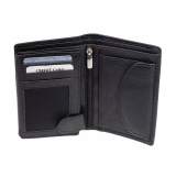 Kleine Geldbörse mit RFID Schutz Leder GO Portemonnaie Schwarz Hochformat