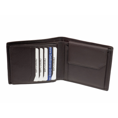 GO Leder Geldbörse mit RFID Schutz Braun Geldbeutel Querformat Portemonnaie