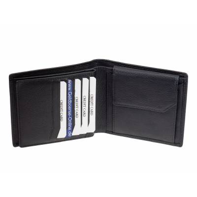 Schwarze Leder Geldbörse GO mit RFID Schutz Geldbeutel Querformat Portemonnaie