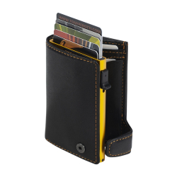 Mini Geldbörse mit Münzfach TONY PEROTTI Vegetale Minibörse Schwarz Gelb RFID