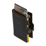 Geldbörse ohne Münzfach Kartenschieber TONY PEROTTI Minibörse Schwarz Gelb RFID