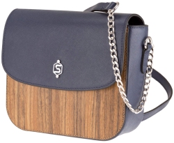 Laura Sebastian Sturm Handtasche Holz Marineblau Amazaque Leder Umhängetasche