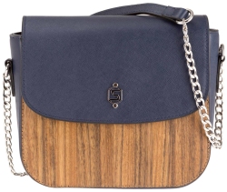 Laura Sebastian Sturm Handtasche Holz Marineblau Amazaque Leder Umhängetasche